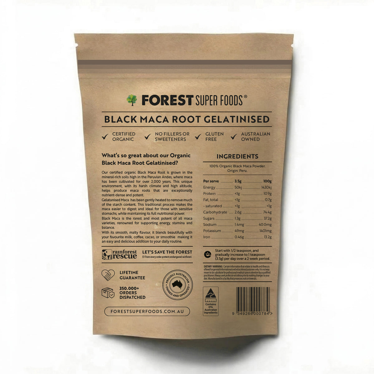 Gelatinized Black Maca Powder