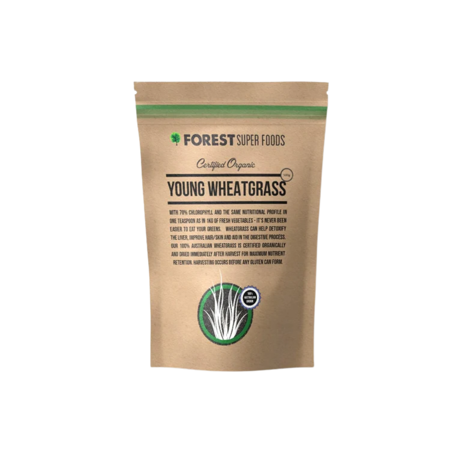 Australian young wheatgrass powder, organic and nutrient-rich for energy and better digestion