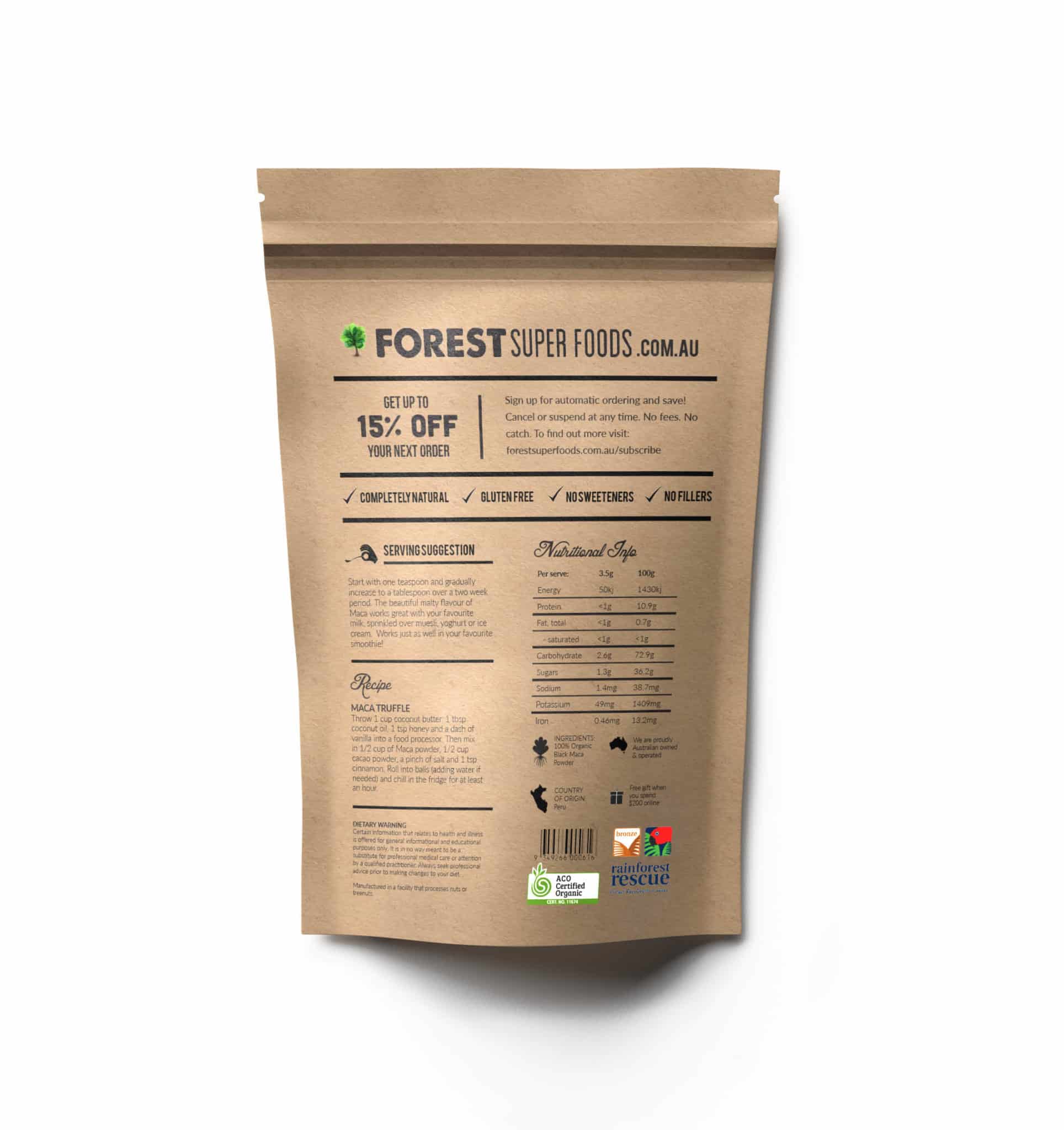 Certified Organic Black Maca Powder