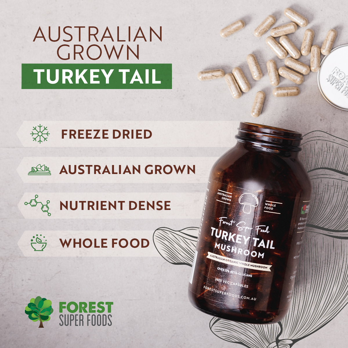 Australian Grown Turkey Tail Capsules